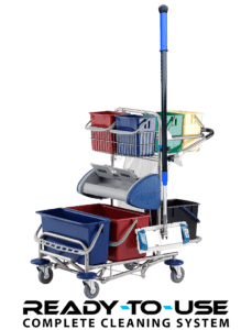 Small cleaning trolley with wringer