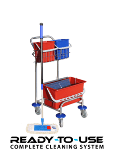 Basic cleaning trolley with pocket mops