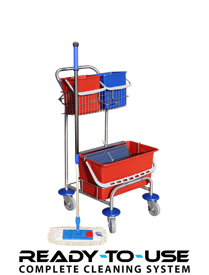 Basic cleaning trolley with pocket mops