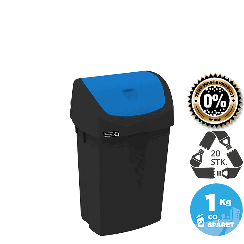15L sustainable waste bin, blue lid