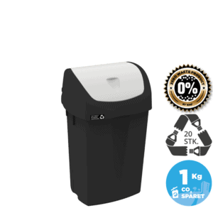 15L sustainable waste bin, white lid