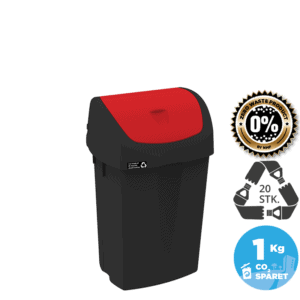 15L sustainable waste bin, red lid