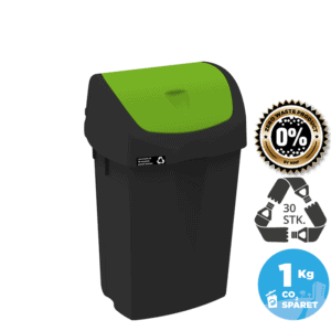 25L sustainable waste bin, green lid