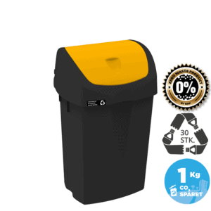 25L sustainable waste bin, yellow lid