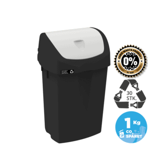 25L sustainable waste bin, white lid