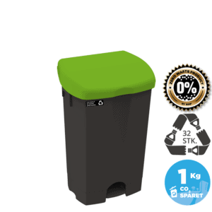 25L sustainable pedal waste bin, green lid