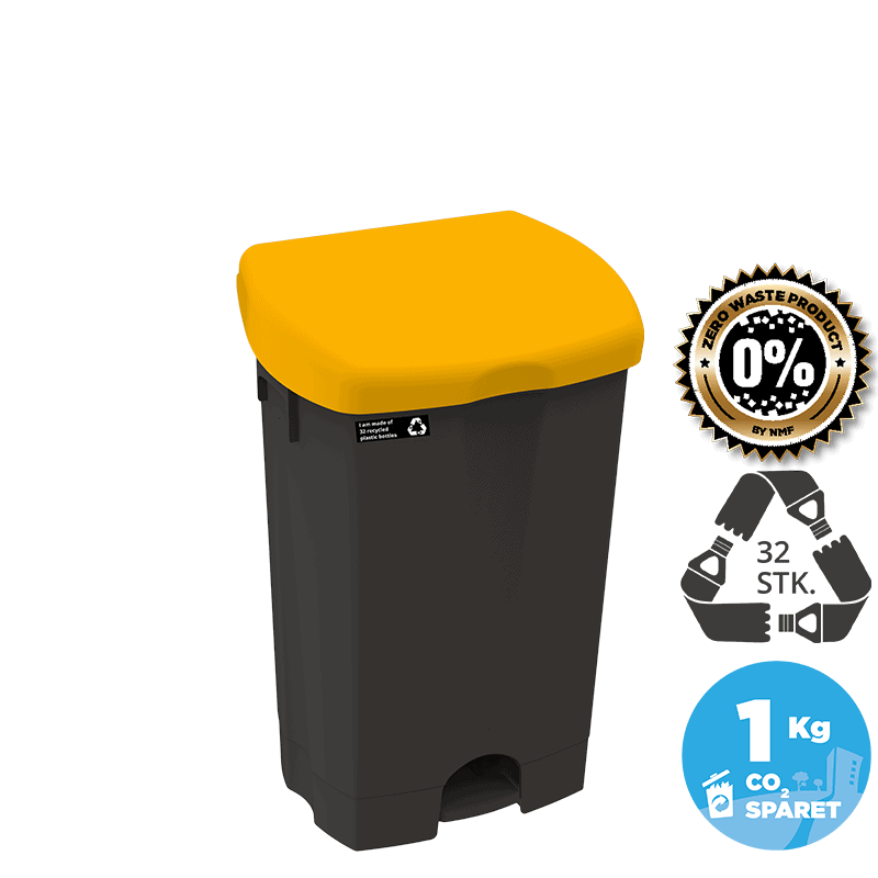 25L sustainable pedal waste bin, yellow lid