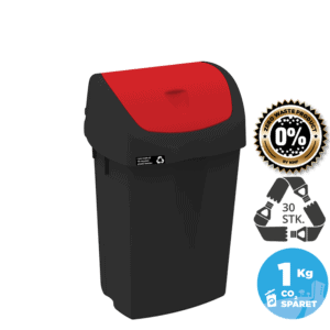 25 liters bæredygtig affaldsbeholder, rødt låg25L sustainable waste bin, red lid