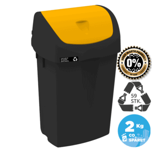 50L sustainable waste bin, yellow lid