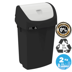50L sustainable waste bin, white lid
