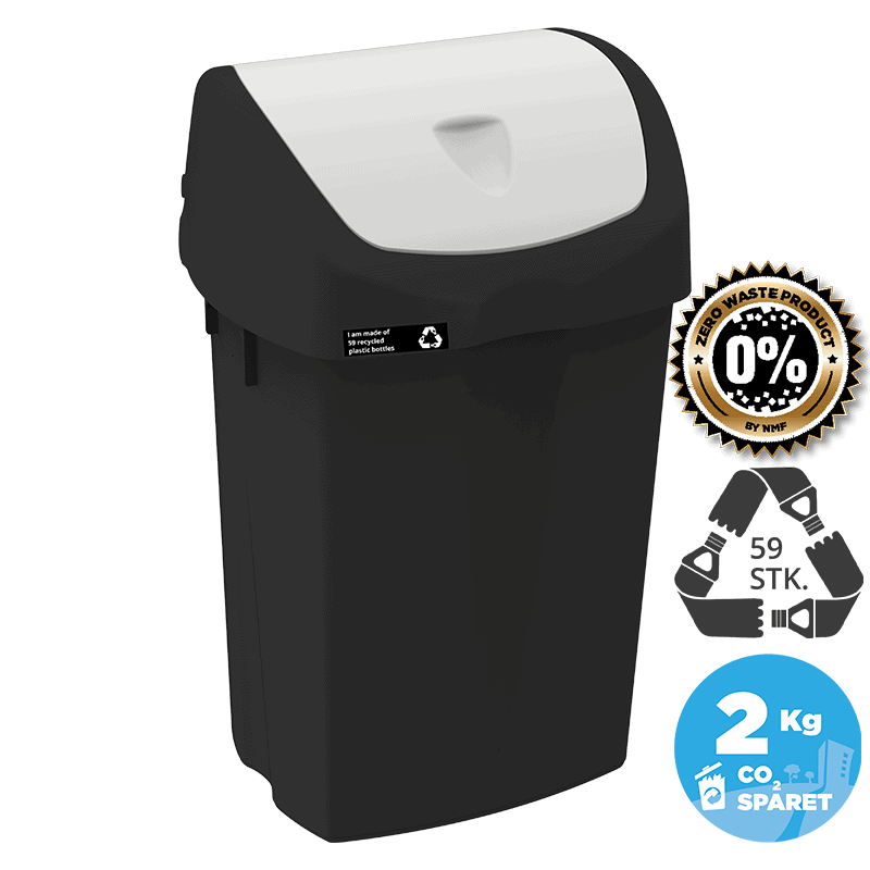 50L sustainable waste bin, white lid