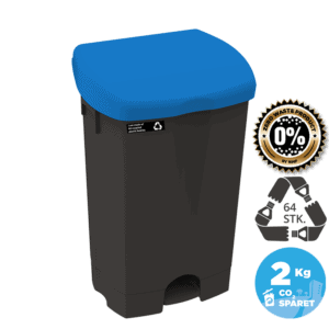 50L recycled pedal waste bin, blue lid