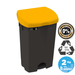 50L sustainable pedal waste bin, yellow lid