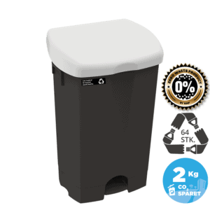 50L sustainable pedal waste bin, white lid